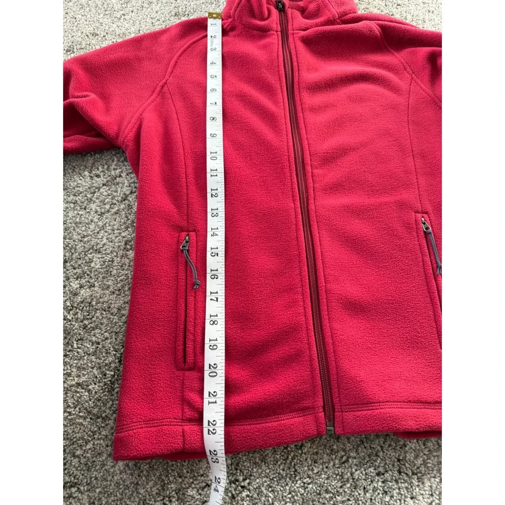 Double Diamond Womens Red Full Zip Fleece Jacket Floral Detail Size‎ L Excellent